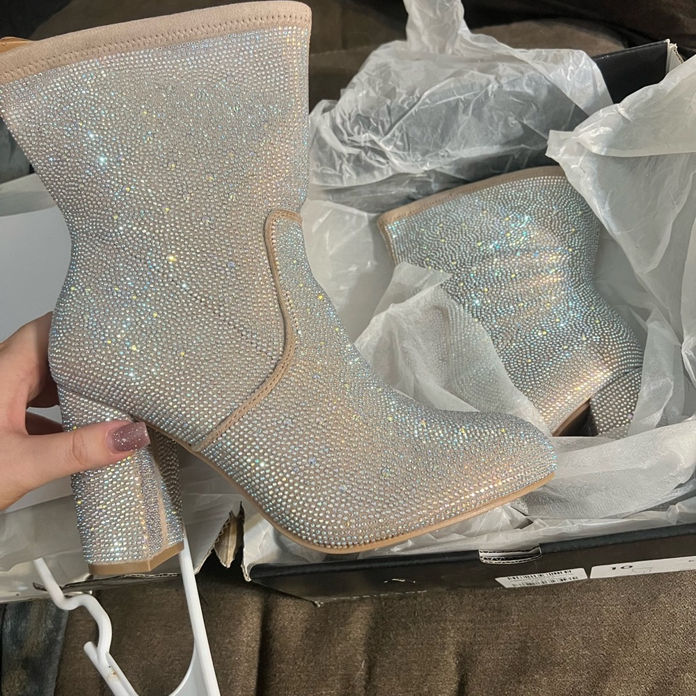 Torrid Silver Glitter Heeled Boots